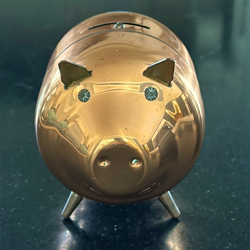 Vintage MCM Copper Piggy Bank